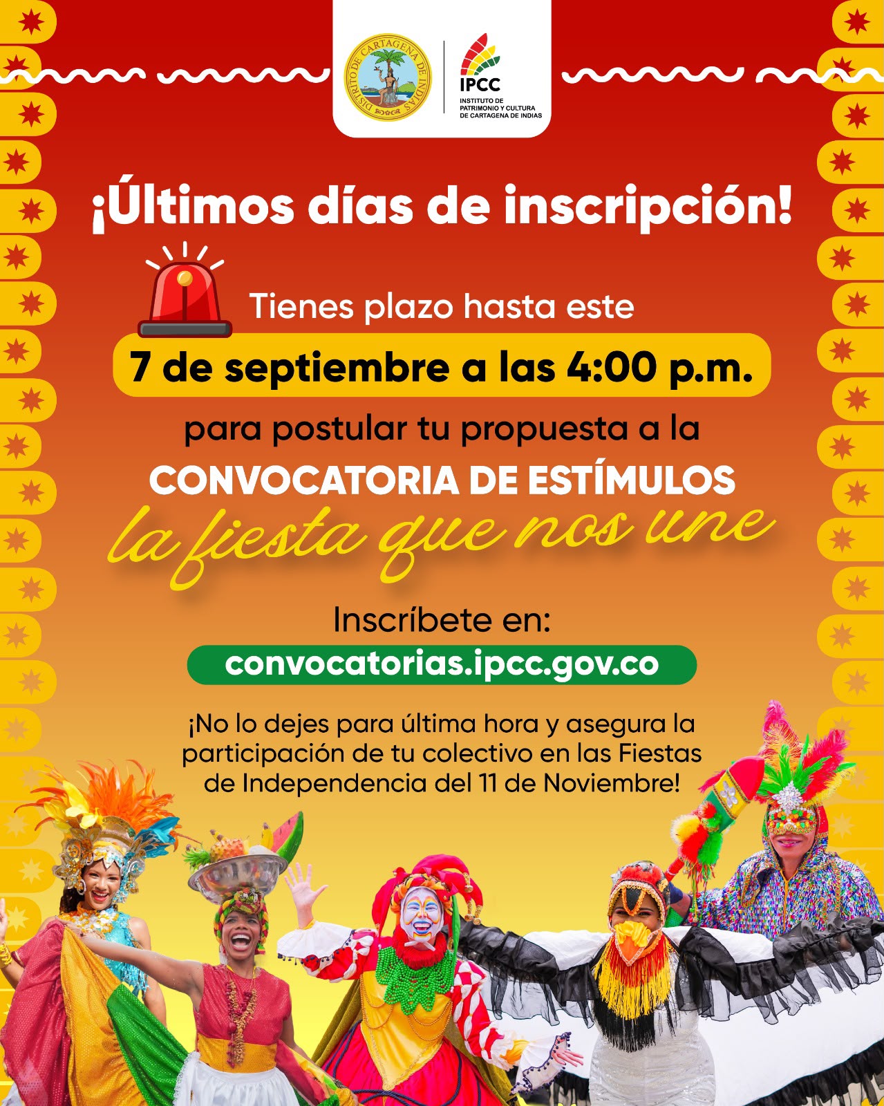 7 de septiembre cierre de convocatoria La Fiesta que nos Une 